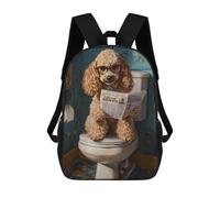 sinyumoney Poodle Reading Newspaper on Toilet-6 3D Printed 17inch Kids School Backpack School Bag Fashion Rucksacks for Boys Elementary And Middle School Students