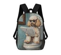 sinyumoney Poodle Reading Newspaper on Toilet-7 3D Printed 17inch Kids School Backpack School Bag Fashion Rucksacks for Boys Elementary And Middle School Students