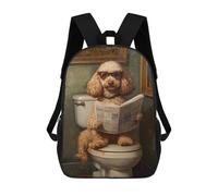 sinyumoney Poodle Reading Newspaper on Toilet-9 School Backpack for Girls 17inch Casual Daypack Lightweight Rucksack Boy Girl Backpack for Middle School Students