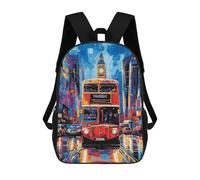 sinyumoney Pop Art London Bus with Big Ben Backdrop Children's School Backpack 3D Printed for Kids Travel Rucksacks Book Bags for Boys Elementary School Students 17inch