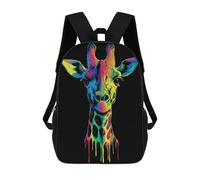 sinyumoney Pop Art Rainbow Giraffe Kids Backpack Girls 3D School Bags, Children's Rucksack Toddler Schoolbag,Casual Daypacks Fashion Bookbag Bag 17inch