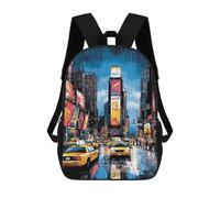 sinyumoney Pop Art Times Square with Yellow Taxis School Bag Bookbag 3D Printed Children's Backpacks for Kids Boy Girl Book Bags Kids School Bag Travel Rucksacks 17inch