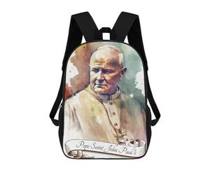 sinyumoney Pope Saint John Paul II Backpacks Kids 17inch School Backpack School Bag 3D Printed School Bag for Boys Elementary And Middle School Students