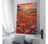 sinyumoney Poppy Field Sunset Wall Decor Poster, Vintage Wall Poster for Bathroom Toilet Decor 20x30inch(50x75cm)
