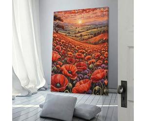 sinyumoney Poppy Field Sunset Wall Decor Poster, Vintage Wall Poster for Bathroom Toilet Decor 20x30inch(50x75cm)