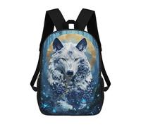 sinyumoney Porcelain Wolf in Enchanted Forest Backpack School Bag Rucksack Casual Daypacks School Work Travel Bag for Teenage Girls Boys Women Men 17inch