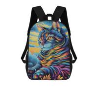 sinyumoney Portrait Cat Retro Backpacks Kids School Backpack School Bag 3D Printed Fashion School Bags for Boys Elementary And Middle School Students 17inch