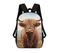 sinyumoney Portrait For Highland Cow Kids Backpack 17 Inch School Bag 3D Printed Cartoon School Backpacks for Boys And Teenager School Students