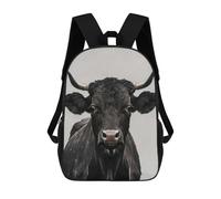 sinyumoney Portrait of A Black Bull Kids School Backpack School Bag 3D Printed School Bag for Boys Elementary And Middle School Students 17inch