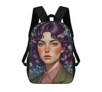sinyumoney Portrait of A Woman with Butterflies Backpacks Kids School Backpack School Bag 3D Printed Fashion School Bags for Boys Elementary And Middle School Students 17inch