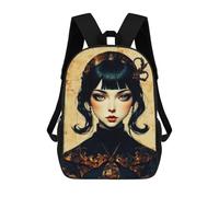 sinyumoney Portrait of A Woman with Ornamentation Backpack School Large School Backpack for Boys - Perfect for Travel, Work And Daily Use 17inch