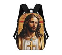 sinyumoney Portrait of Jesus 2 Backpacks Kids School Backpack School Bag 3D Printed School Bag for Boys Elementary And Middle School Students 17inch