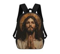 sinyumoney Portrait of Jesus Christ in Prayer Backpack School Secondary Causal Travel High School Bags for Boys/Girls/Teenagers 17inch