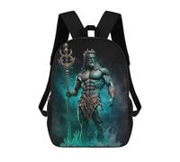 sinyumoney Poseidon God of The Seas School Backpack 3D Printed Children's 17inch Backpacks Bag Bookbag for Kids Boy Girl Book Bags Kids School Bag Travel Rucksacks