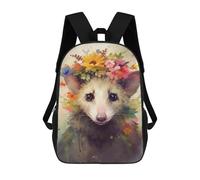 sinyumoney Possum with Flower Crown School Backpack for Girls 17inch Casual Daypack Lightweight Rucksack Boy Girl Backpack for Middle School Students