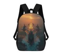 sinyumoney Powerful Fleet of Warships Kids School Backpack School Bag 3D Printed School Bag for Boys Elementary And Middle School Students 17inch