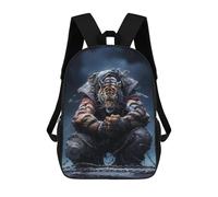 sinyumoney Powerful Tiger Warrior Artwork -1 Backpacks, Kids Backpack Student School Bag 3D Printed Travel Backpacks Fashion Accessory Backpack Children Waterproof School Bags 17inch