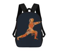 sinyumoney Practice Martial Art Fire 3D Printed Kids 17inch Backpacks Boys Fashion Travel Backpacks School Bag for Boys Elementary And Middle School Students