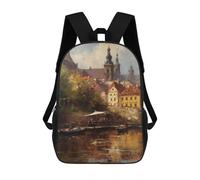 sinyumoney Prague Czech Republic Art Children's Backpacks School Backpack 3D Printed for Kids Travel Rucksacks Book Bags Kids 17inch School Bag
