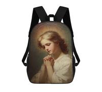 sinyumoney Praying Angel Painting Artwork 3D Printed Children's School Backpack for Kids High Capacity Travel Rucksacks Book Bags Kids School Bag Back Pack 17inch