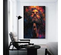 sinyumoney Praying Jesus in Colorful Light Bedroom Wall Art Home Office Kitchen Gallery Corridor Bathroom Wall Decor Ready To Hang Bedroom Canvas 20x30inch(50x75cm)