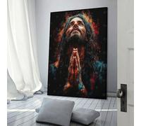 sinyumoney Praying Man in Abstract Art Canvas Wall Art for Living Room Wall Decor Ready to Hang for Bathroom Toilet Decor Modern Wall Art 12x18inch(30x45cm)