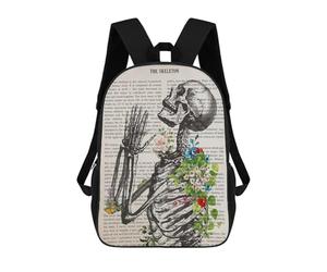 sinyumoney Praying Skeleton Backpack School Bag School Secondary High School College Backpack Travel for Teenage Girls Boys Women Men 17inch