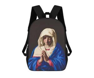 sinyumoney Praying Virgin Mary Painting Backpack School Secondary Causal Travel High School Bags for Boys/Girls/Teenagers 17inch