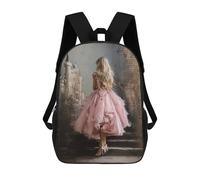 sinyumoney Princess in Pink Dress Kids Backpack,School Backpack Kids School Bag 3D Printed Cartoon Large Capacity Backpack for Kids Boys And Girls 17inch