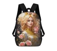 sinyumoney Princess of Roses School Bag Backpack Teen Schoolbag 3D Printing Adjustable Schoolbag Fashion Pocket Bag for Kids Boys Girls Students And Teenagers Fans 17inch