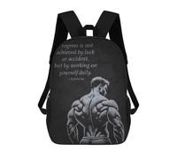 sinyumoney Progress - Gym Workout Fitness Motivation 3D Printed Children's School Backpack for Kids High Capacity Travel Rucksacks 17 Inch Book Bags Kids