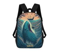 sinyumoney Prophet Jonah Backpacks Kids School Backpack School Bag 3D Printed Fashion School Bags for Boys Elementary And Middle School Students 17inch
