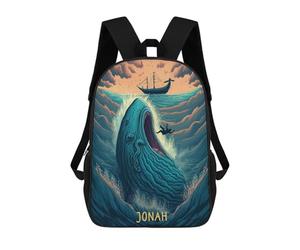 sinyumoney Prophet Jonah Children's Backpack, 3D Printed School Backpack, Backpack for Boys Girls, Adjustable School Bag for Primary School 17inch