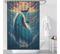 sinyumoney Prophet Jonah Shower Curtains Set with 12 Hooks Daily Household Stylish Washable Anti-Mould Proof Resistant for Kids Women Men 46.85x70.87Inch（119x180cm）