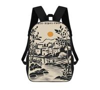 sinyumoney Provence-Alpes-Côte DAzur Illustration Children's 17 Inch School Backpack 3D Printed Cool Knapsack for Kids Travel Rucksacks Book Bags Kids School Bag