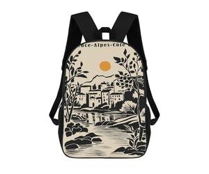 sinyumoney Provence-Alpes-Côte DAzur Illustration Children's 17 Inch School Backpack 3D Printed Cool Knapsack for Kids Travel Rucksacks Book Bags Kids School Bag