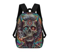 sinyumoney Psychedelic Devil Skull Art Print-2 School Backpack Water Resistant School Bag Business Backpack for Men/Women 17inch