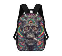 sinyumoney Psychedelic Devil Skull Art Print-3 17inch School Bag 3D Printed Children's School Backpack Casual Fashion Travel Backpacks for Kids School Students