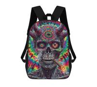 sinyumoney Psychedelic Devil Skull Art Print-4 School Backpack High Secondary School Bags Casual Backpack for Girl, Teen Girls 17inch