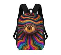 sinyumoney Psychedelic Eye Art Print-3 3D Printed Kids 17inch Backpacks Boys Fashion Travel Backpacks School Bag for Boys Elementary And Middle School Students