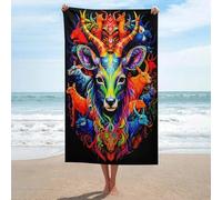 sinyumoney Psychedelic Forest Animals GSM Washable Towels Highly Absorbent Beach Towel Pool Travel Camping Gym Swim 130cm*80cm