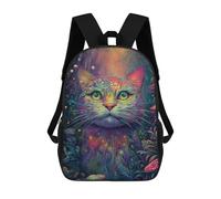 sinyumoney Psychedelic Forest Cat School Bags Rucksack Casual Daypacks School Work Travel Bag for Teenage Girls Boys Women Men 17inch