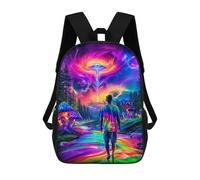 sinyumoney Psychedelic Forest Journey School Backpack for Girls 17inch Casual Daypack Lightweight Rucksack Boy Girl Backpack for Middle School Students