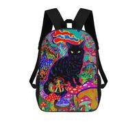 sinyumoney Psychedelic Mushroom Cat Art Print-1 Rucksack Rucksack Casual Daypacks School Work Travel Bag for Men, Women & Teenage Boys 17inch
