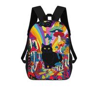 sinyumoney Psychedelic Mushroom Cat Art Print-2 School Bags Fashion Stationery Backpack Waterproof Casual Daypacks for Men, Women & Teenage Boys 17inch