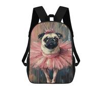 sinyumoney Pug Ballerina Art Print School Backpack Business Durable Laptop Bag for Camping Outdoor Adventures And Daily Travel 17inch