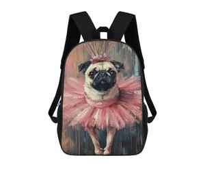 sinyumoney Pug Ballerina Art Print School Backpack Business Durable Laptop Bag for Camping Outdoor Adventures And Daily Travel 17inch