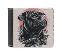 sinyumoney Pug & Botanical Art 3D Print Clutch Purse Safe Protection Card Slots Note Section Soft Convenient Wallets for Boys Girls 11.7cm*9.5cm