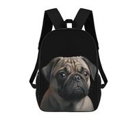 sinyumoney Pug Dog Animals Backpacks Kids School Backpack School Bag 3D Printed School Bag for Boys Elementary And Middle School Students 17inch