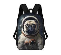 sinyumoney Pug Dog Astronaut Backpack School Bag Computer Rucksack for School/Work/Travel for Boys/Girls/Teenagers 17inch